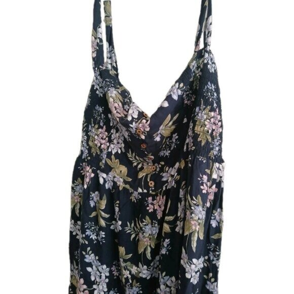 American Eagle Womens L Floral Smocked Tie Shoulder Mini Sundress Cottagecore - Picture 4 of 6